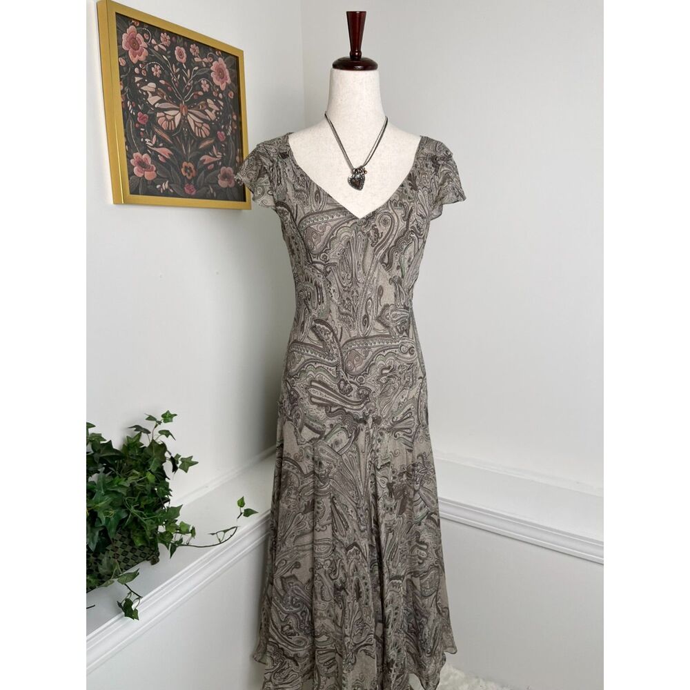 Jones New York Collection Paisley Silk Chiffon Dress 8 Fairy Y2K